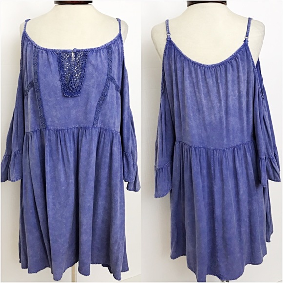 Boho Beauty Purple Cold Shoulder Tunic Dress SMLXL - Picture 4 of 8